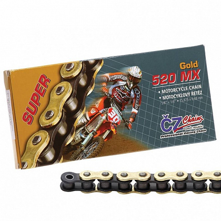 Цепь приводная для мотоцикла CZ Chains 520 MX Gold - 112 Цепь приводная для мотоцикла CZ Chains 520 MX Gold - 112